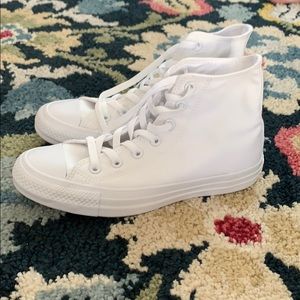unisex all white high top converse